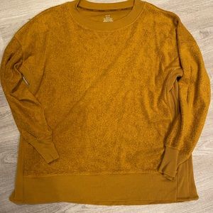 AERIE MUSTARD CHILLED OUT LINE SIZE MEDIUM crew neck SWEATER
